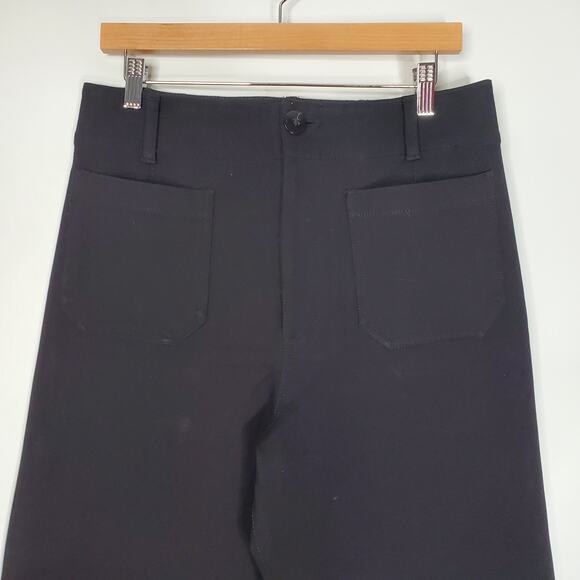 Maeve Anthropologie The Colette Cropped Wide Leg Trousers Pants Black Size 31 - Picture 4 of 9